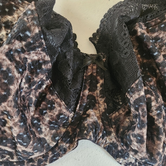 Fit Fully Yours Serena Lace Underwire Bra Black Leopard Unpadded Size 34i New - Picture 4 of 7